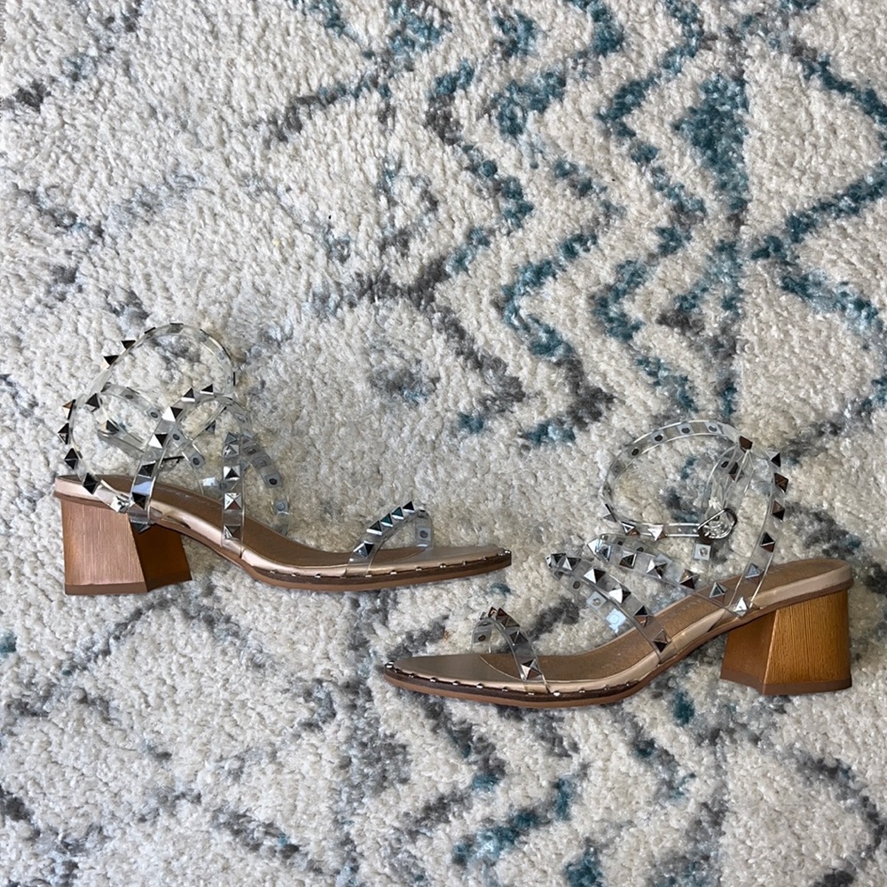 Sincerely Jules Clear Studded Block Heel